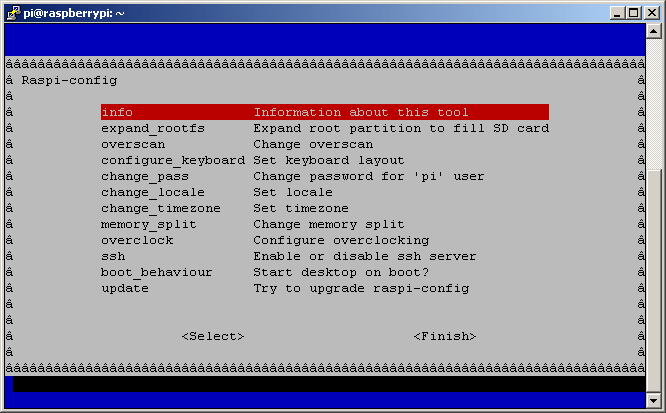 raspi-config screenshot