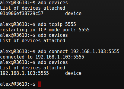 ADB switch to TCP/IP debugging shell commands